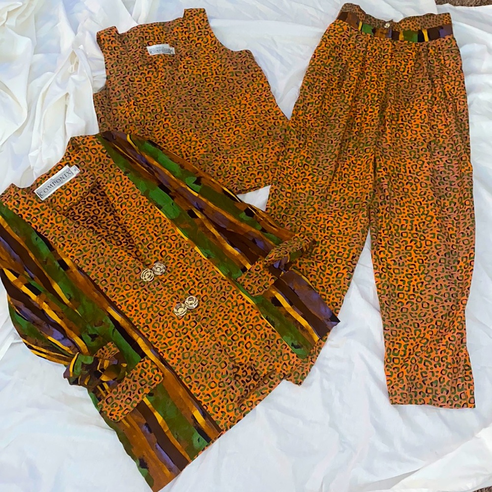 Vintage printed three piece suit